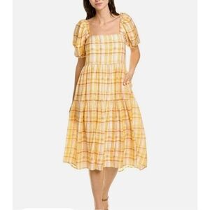 Astr Yellow Plaid Midi Dress